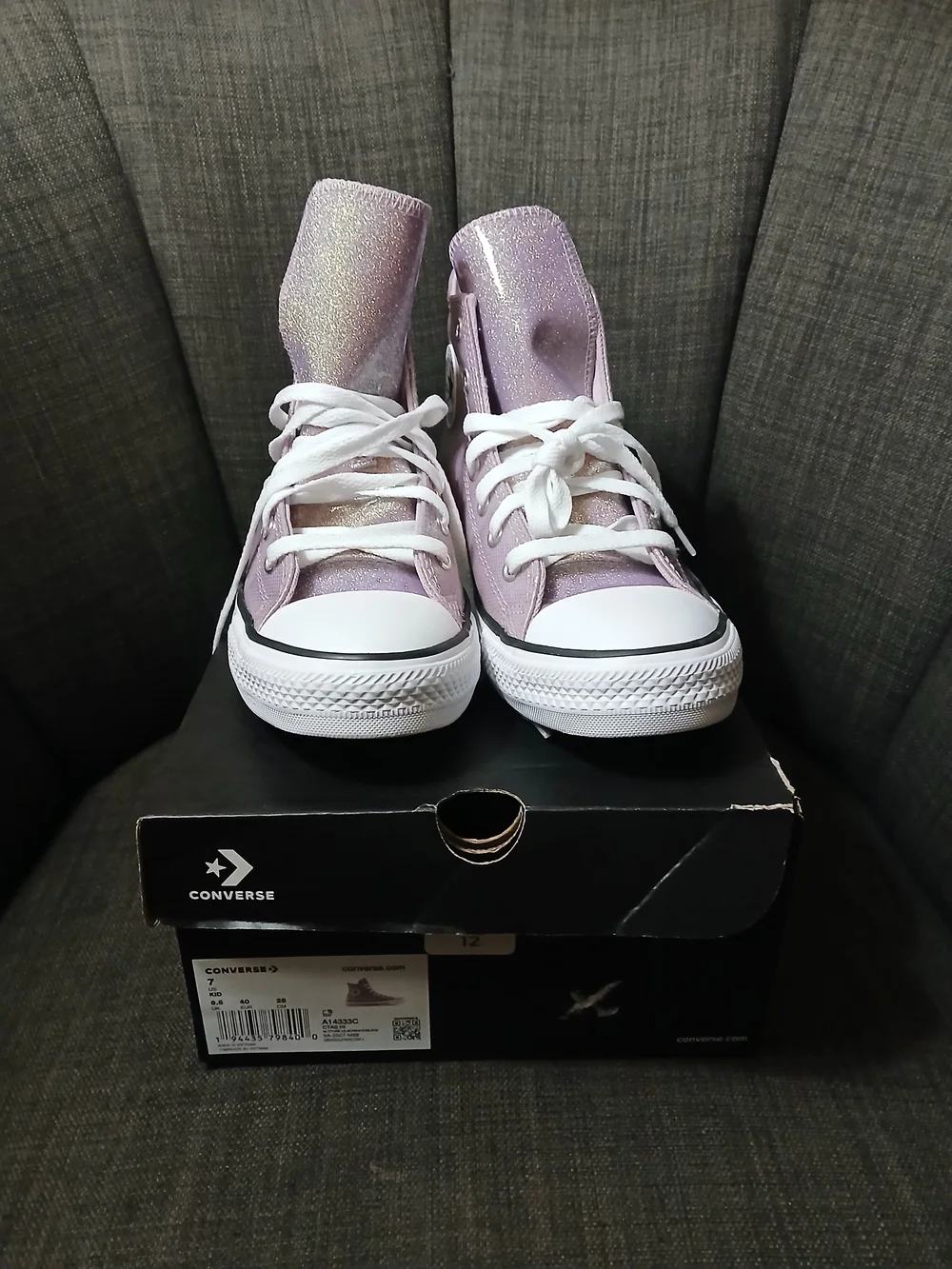 Converse Kids High Top Sneakers in Lilac Pink with White Accents